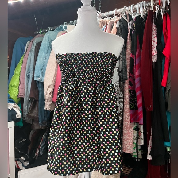 strapless polka dot mini dress - Picture 3 of 3